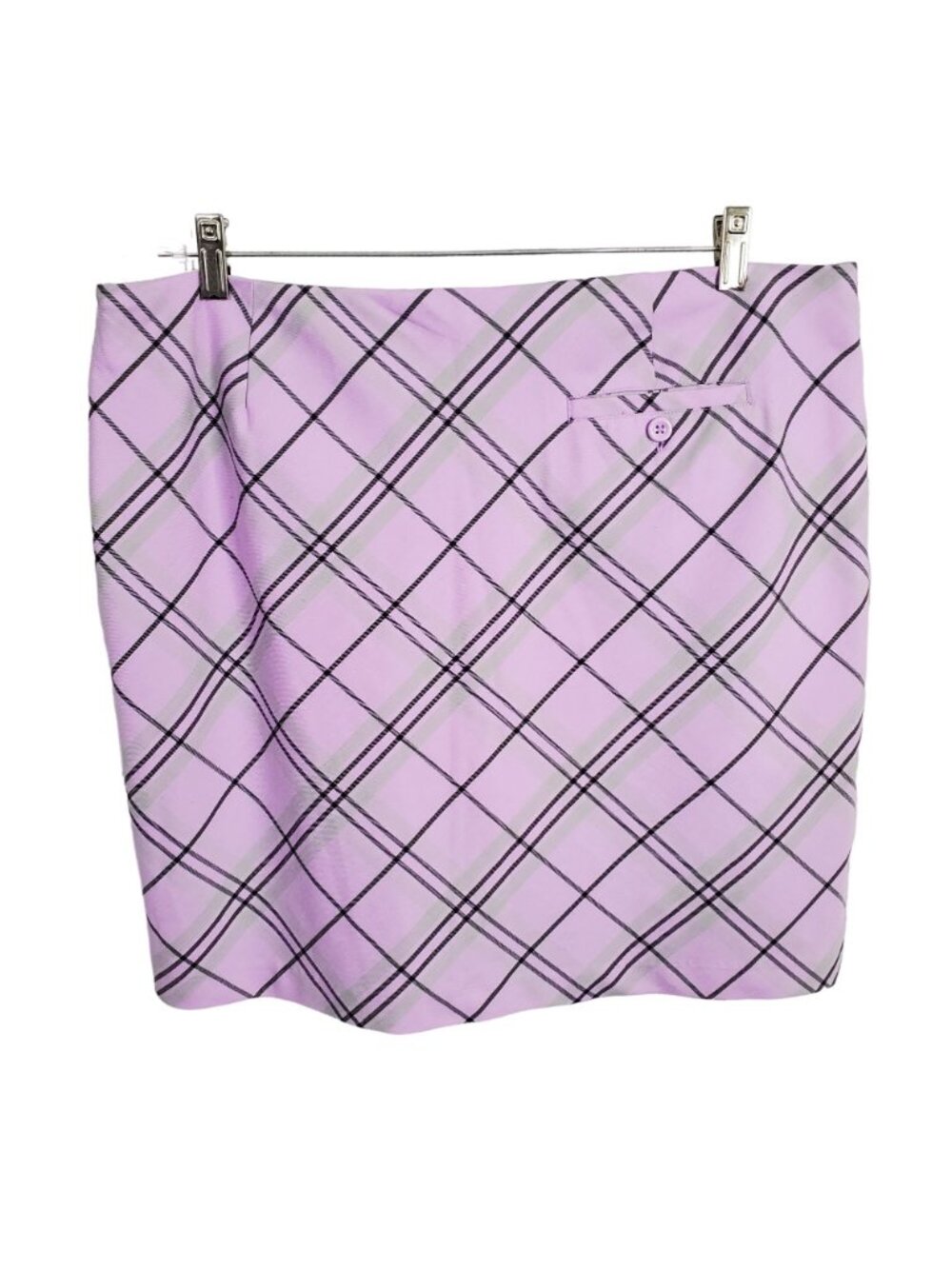 Greg Norman Size 14 Skort Golf Skirt Shorts Pockets Side Zip Lined Purple Plaid - Picture 3 of 10